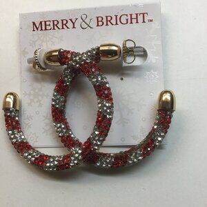 Merry & Bright New Red and Silver Hoop Earrings